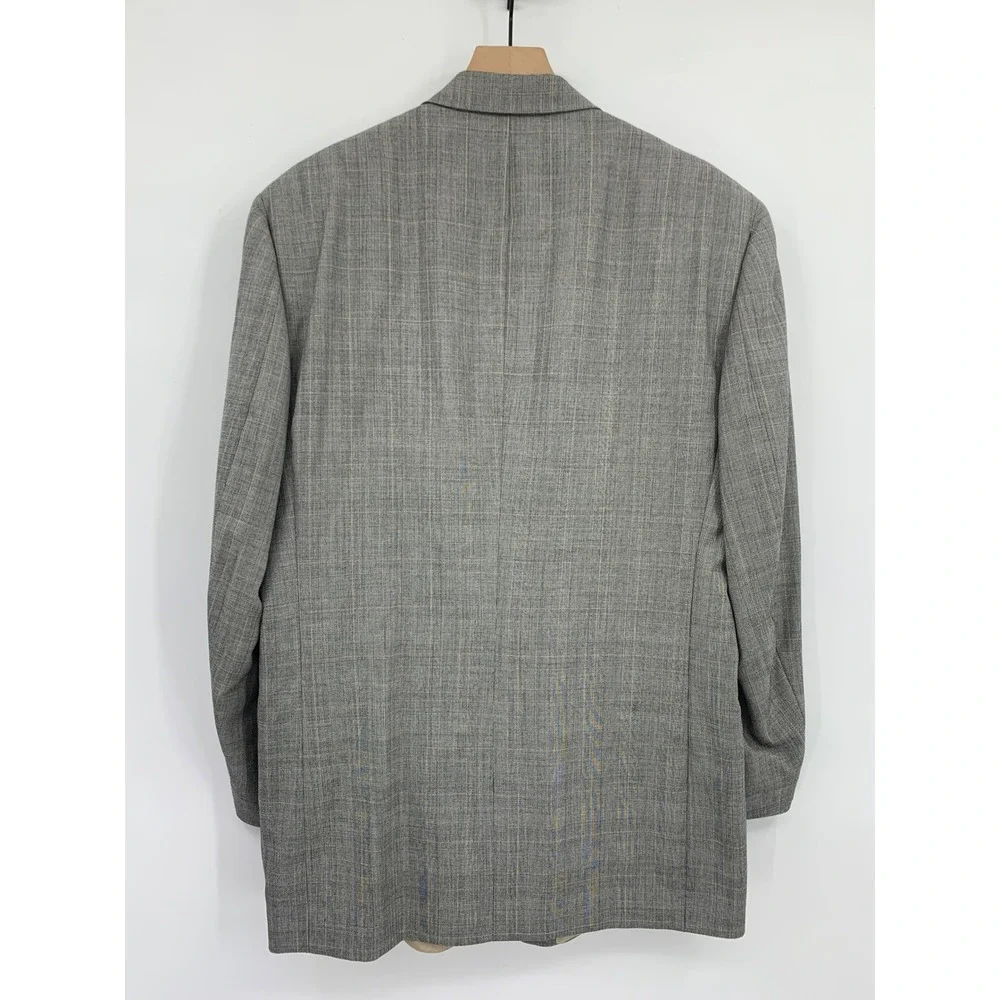 Vintage Burberrys Blazer Mens 44L Gray Plaid Super 100s Wool Made USA